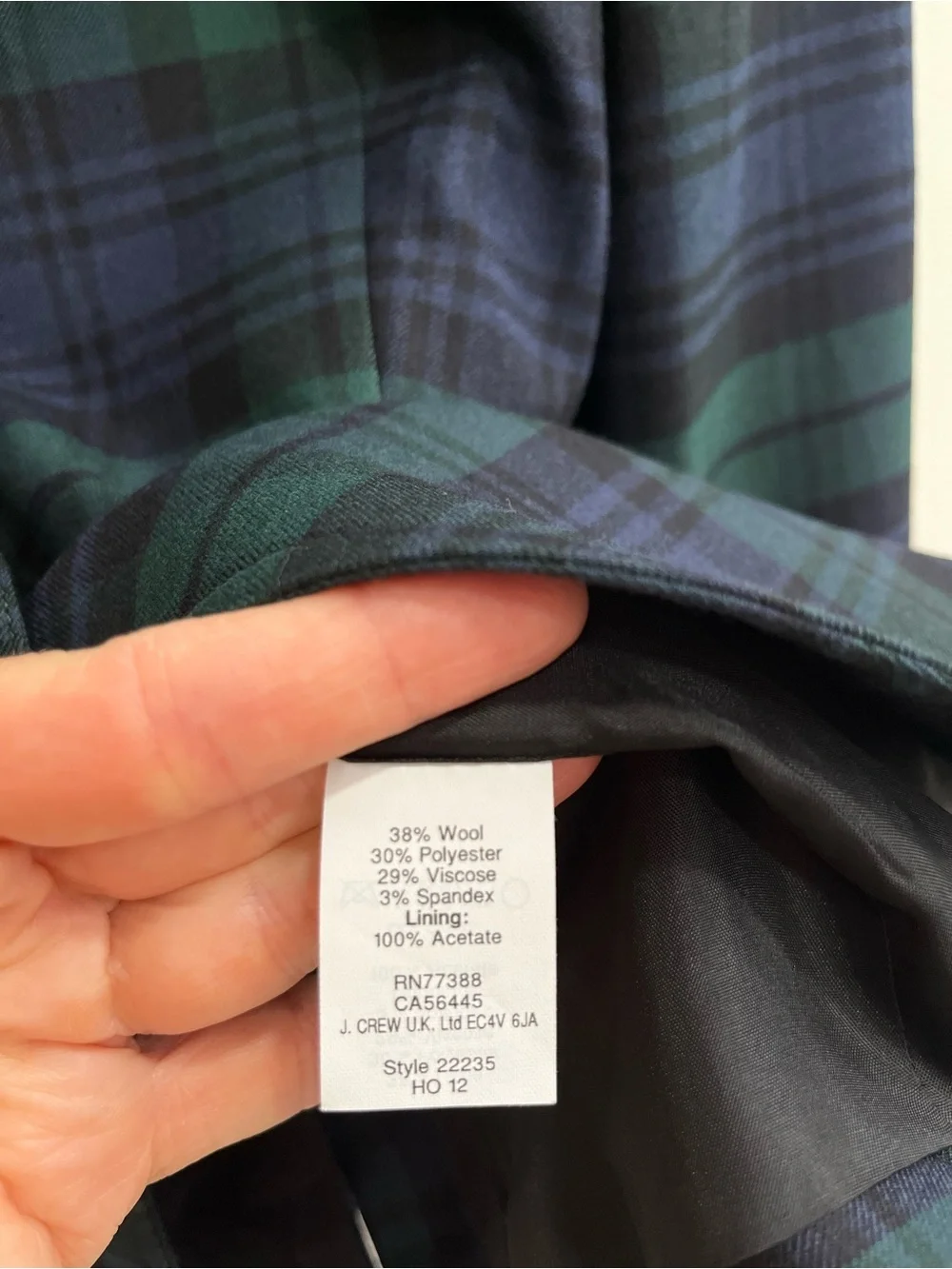 J. Crew Factory Black Watch Plaid Blazer Green Blue Gold Two Buttons Size 10